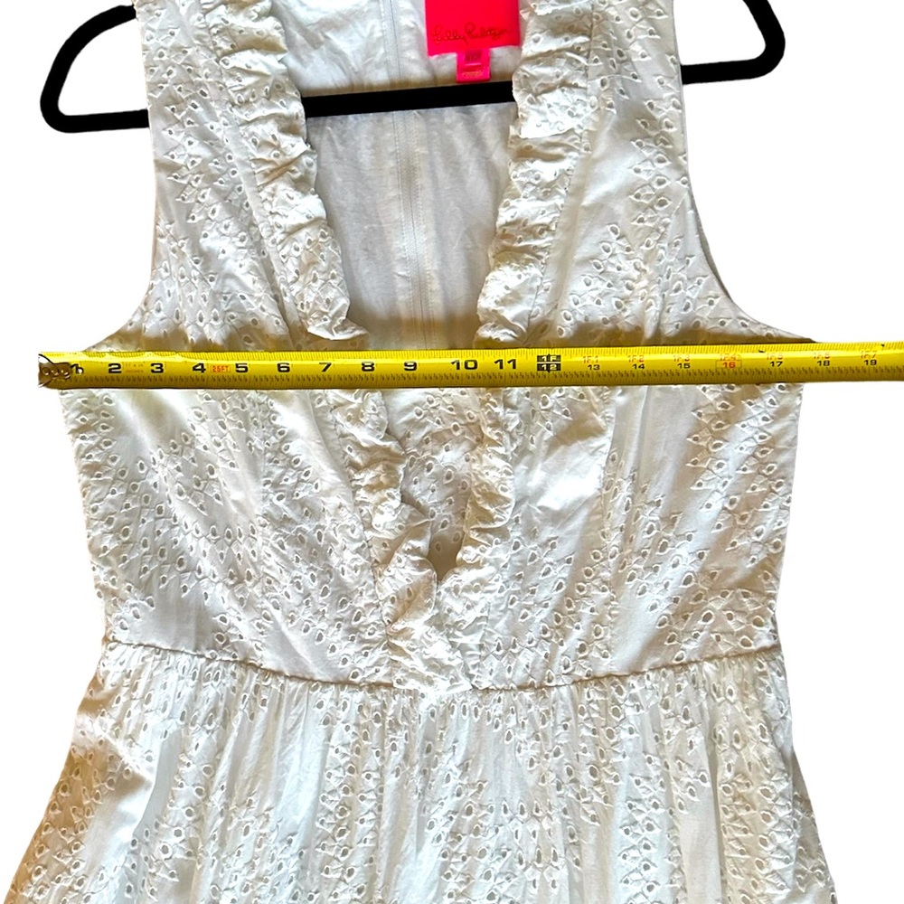 White eyelet Lily Pulitzer dress with ruffles and pockets. Size 12 - Picture 6 of 7